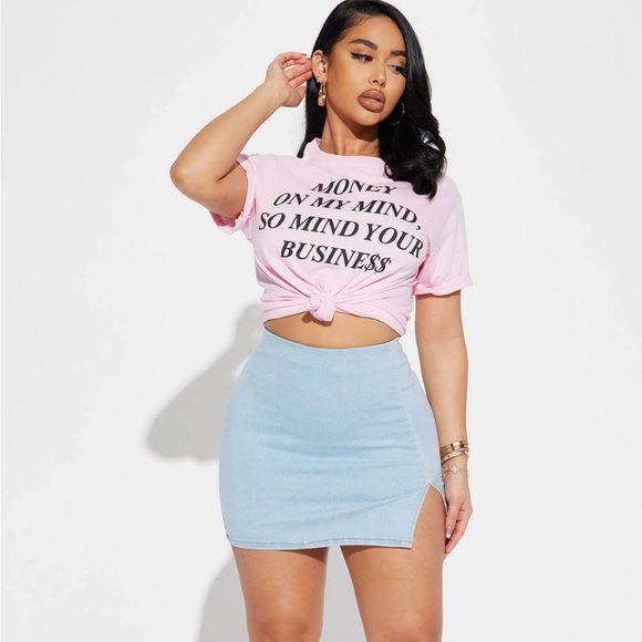 Money On My Mind So Mind Your Business $$ Pink T Shirt Top - Picture 2 of 3